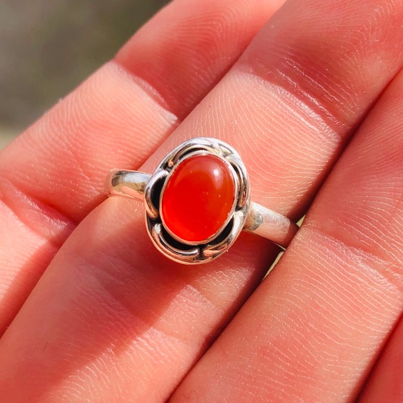RESERVED Natural Carnelian Cab 925 Ring - Picture 4 of 4